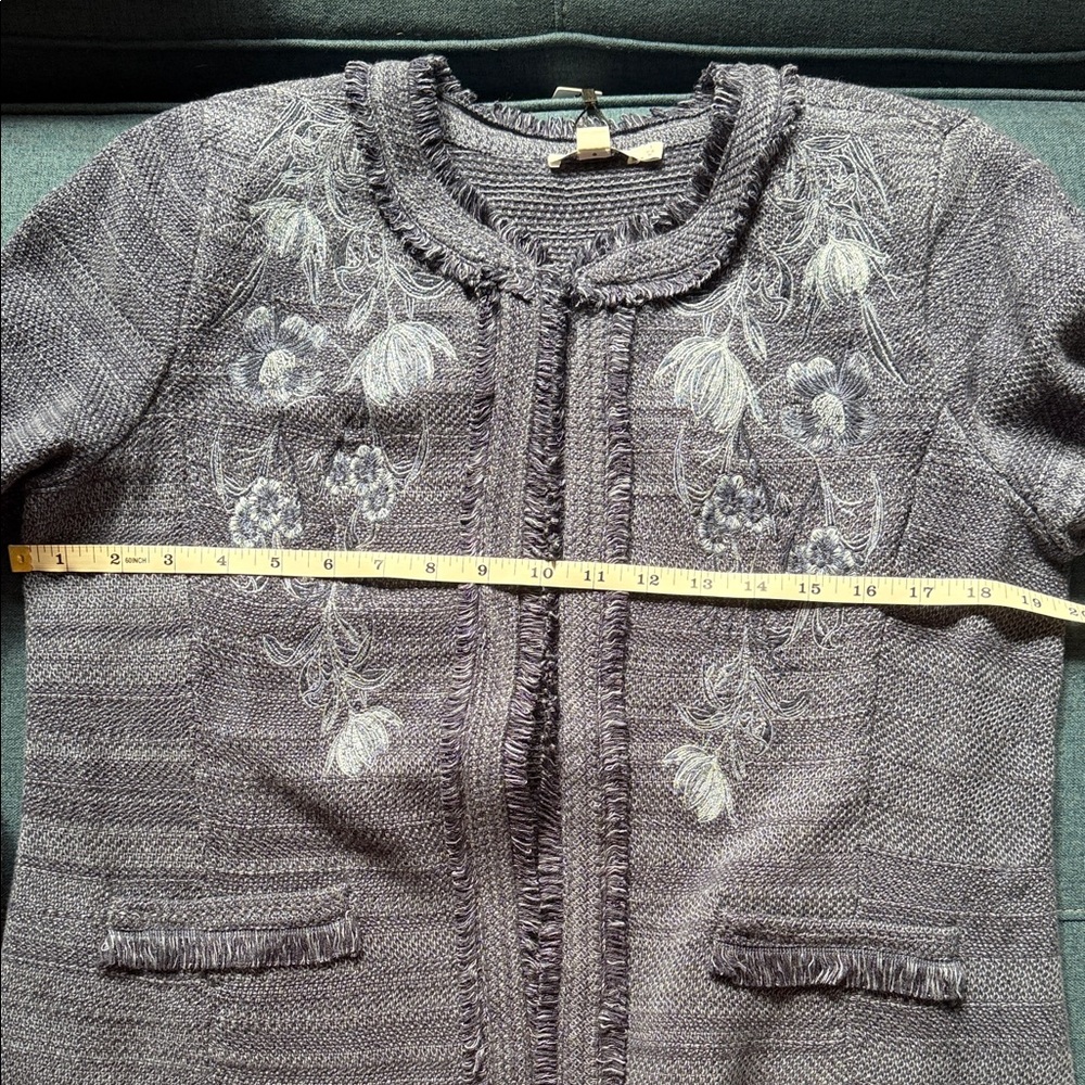 Chicos Elegant Blue Embroidered Women's Jacket - Picture 8 of 14